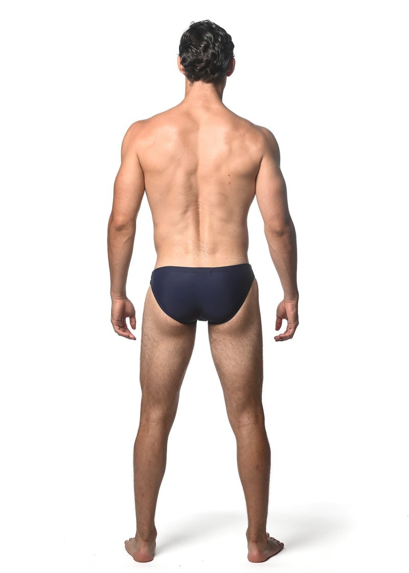 NAVY SOLID SWIM BRIEF W/ SIDE BUCKLE ST-8018