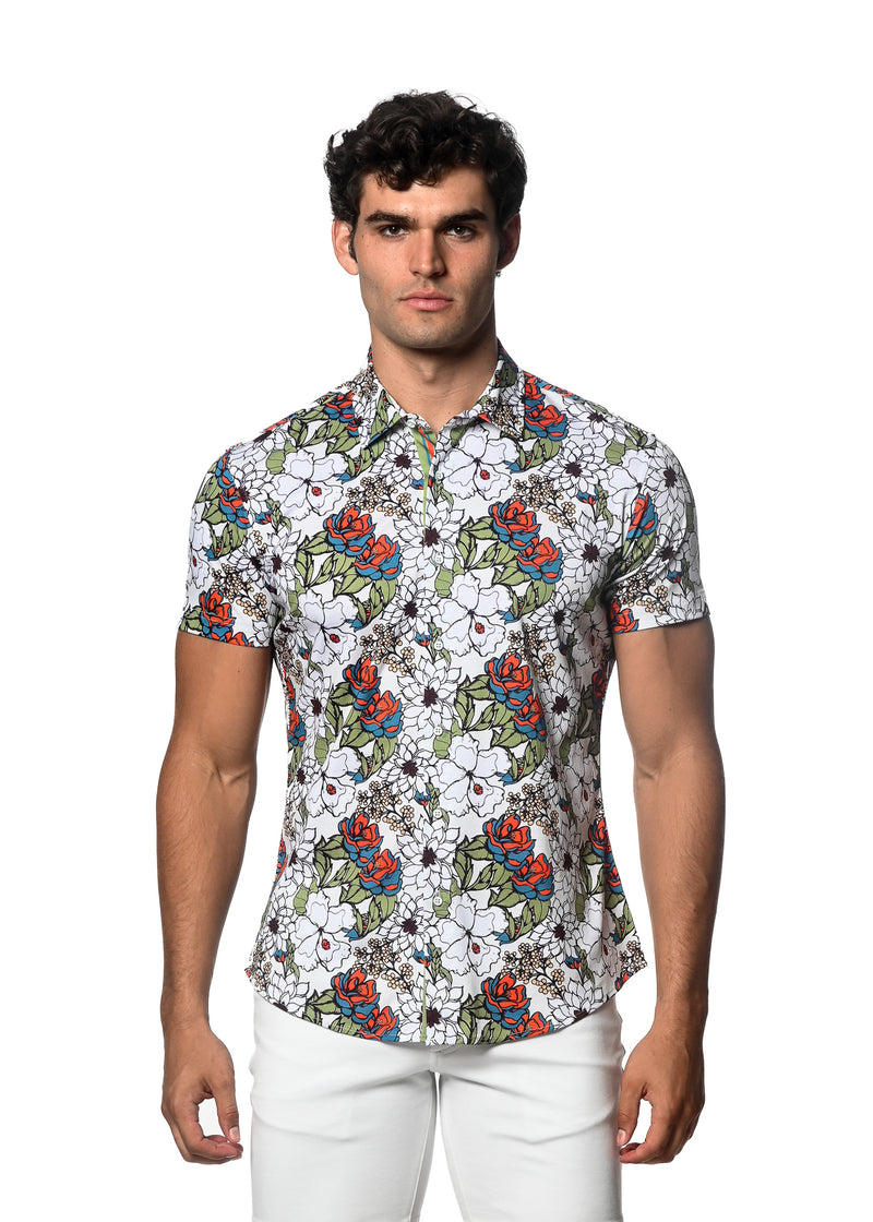 SPROUT/FLAME FAUNA PRINTED KNIT JERSEY SHORT SLEEVE SHIRT SEAMLESS PATTERN ST-9309