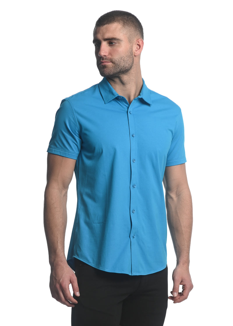 BLUE CORAL SOLID STRETCH JERSEY KNIT SHORT SLEEVE SHIRT ST-963