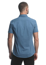 DOLPHIN BLUE SOLID STRETCH JERSEY KNIT SHORT SLEEVE SHIRT ST-963