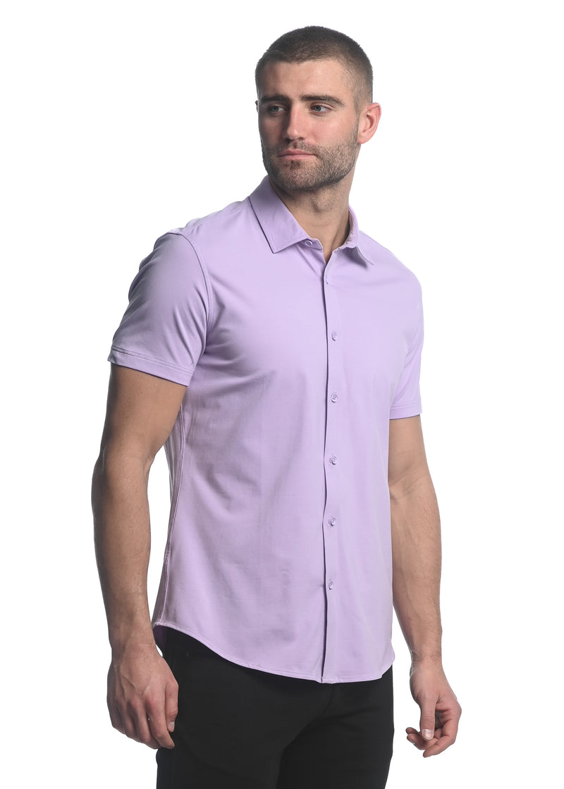 LAVENDER SOLID STRETCH JERSEY KNIT SHORT SLEEVE SHIRT ST-963