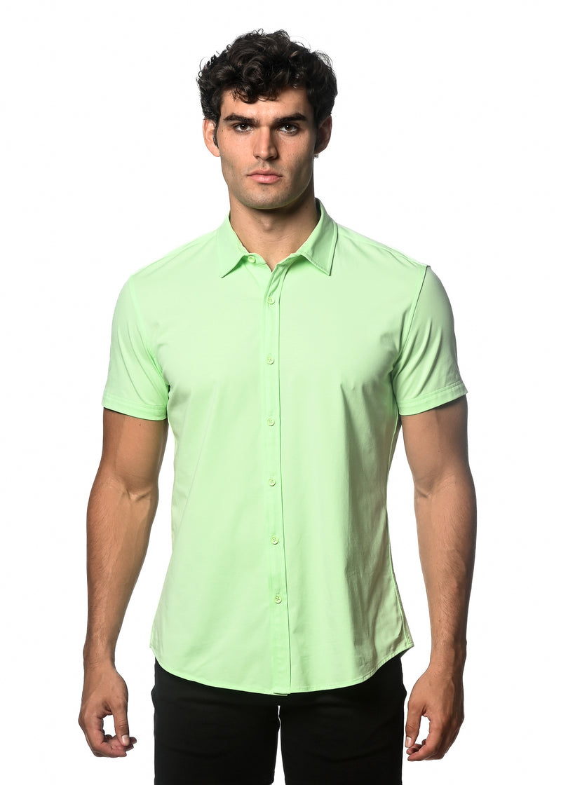 MINTY SOLID COTTON STRETCH KNIT JERSEY SHORT SLEEVE SHIRT ST-963