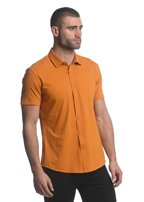 TURMERIC SOLID STRETCH JERSEY KNIT SHORT SLEEVE SHIRT ST-963