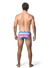 FUCHSIA/COBALT STRIPE PRINTED SWIM BRIEF ST-8015-11