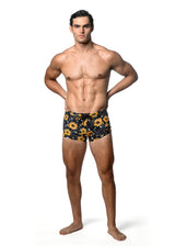 MIDNIGHT/GOLD FLORAL PRINTED SWIM TRUNKS ST-8016-21