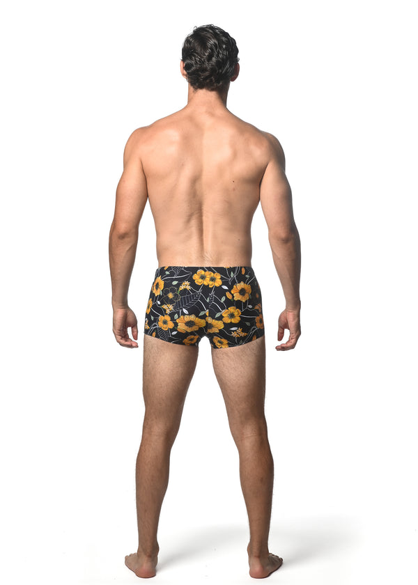 MIDNIGHT/GOLD FLORAL PRINTED SWIM TRUNKS ST-8016-21