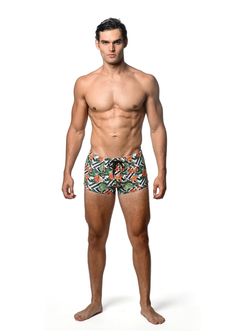 SPRUCE/SIENNA FLORAL PRINTED SWIM TRUNKS ST-8016-25