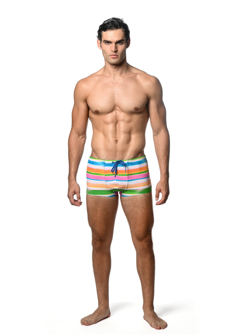 GREEN/CANDY STRIPE PRINTED SWIM TRUNKS ST-8016-29