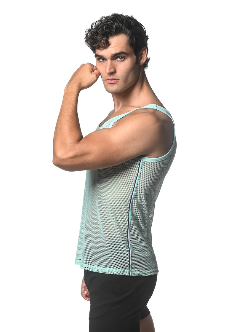 MINT STRETCH MESH TANK WITH SIDE TAPE ST-11120