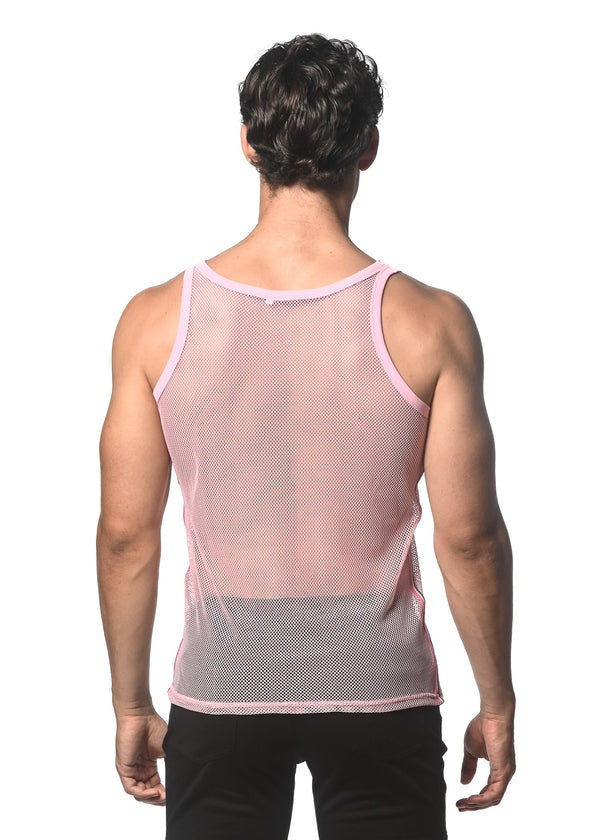 BLUSH STRETCH MESH TANK WITH SIDE TAPE ST-11120