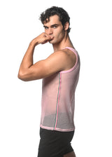 BLUSH STRETCH MESH TANK WITH SIDE TAPE ST-11120