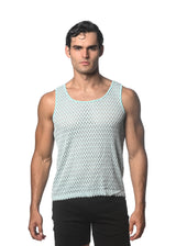 BABY BLUE WAVE MESH STRETCH KNIT TANK ST-24209