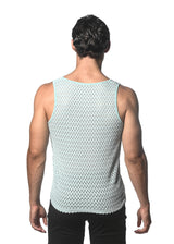 BABY BLUE WAVE MESH STRETCH KNIT TANK ST-24209