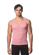 BUBBLE GUM WAVE MESH STRETCH KNIT TANK ST-24209