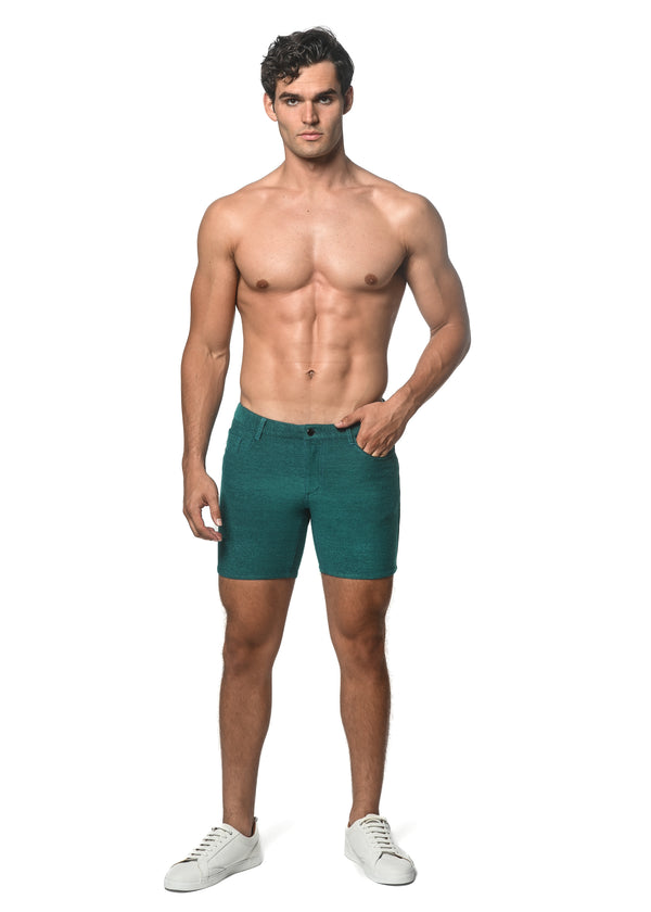 CABANA TEAL 5" WASHED LOOPBACK STRETCH KNIT SHORTS ST-1932-45