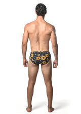 MIDNIGHT/GOLD FLORAL PRINTED SWIM BRIEF ST-8015-01