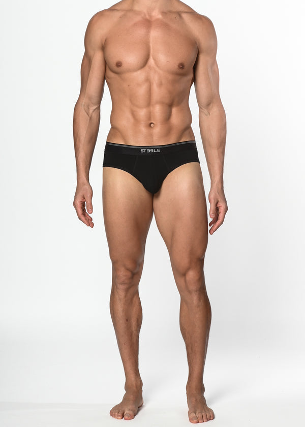 BLACK MODAL/ELASTANE RIB LOW RISE BRIEF ST-10135