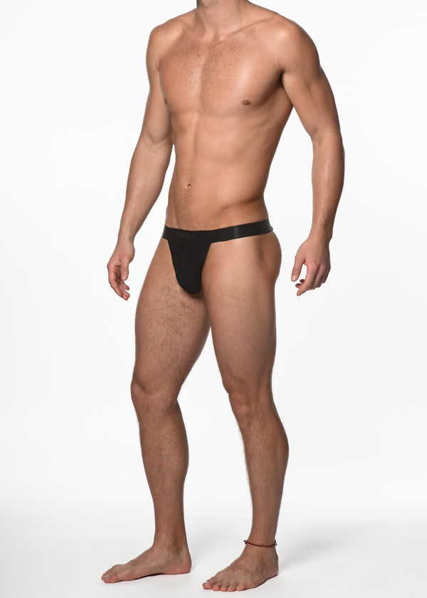 BLACK NYLON/ELASTANE POWER MESH Y-THONG ST-10427