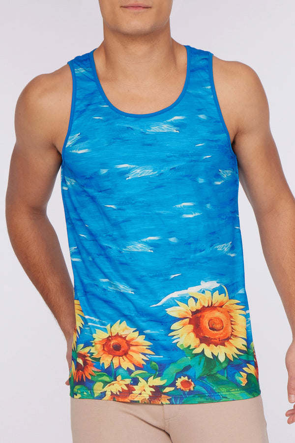 ROYAL SUNFLOWERS STRETCH JERSEY SINGLET ST-442 Final Sale