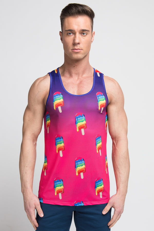 PURP/FUCHSIA RAINBOW POPSICLE MESH STRETCH TANK TOP ST-105-Final Sale