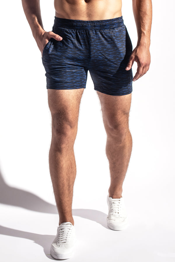 COBALT-BLACK ABSTRACT 6" STRETCH MESH PERFORMANCE SHORTS