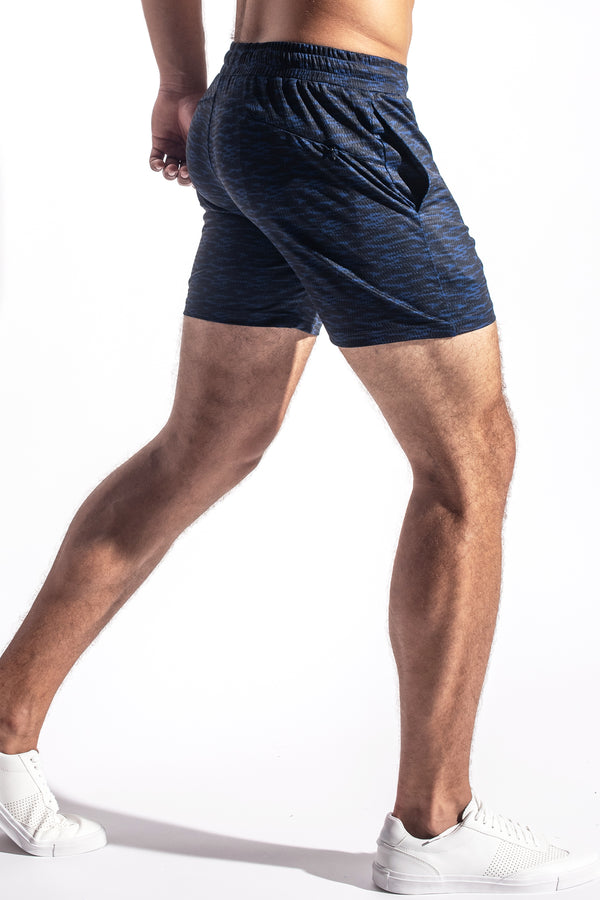 COBALT-BLACK ABSTRACT 6" STRETCH MESH PERFORMANCE SHORTS