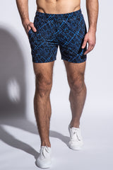 ROYAL-NAVY SPLATTER 6" STRETCH MESH PERFORMANCE SHORTS