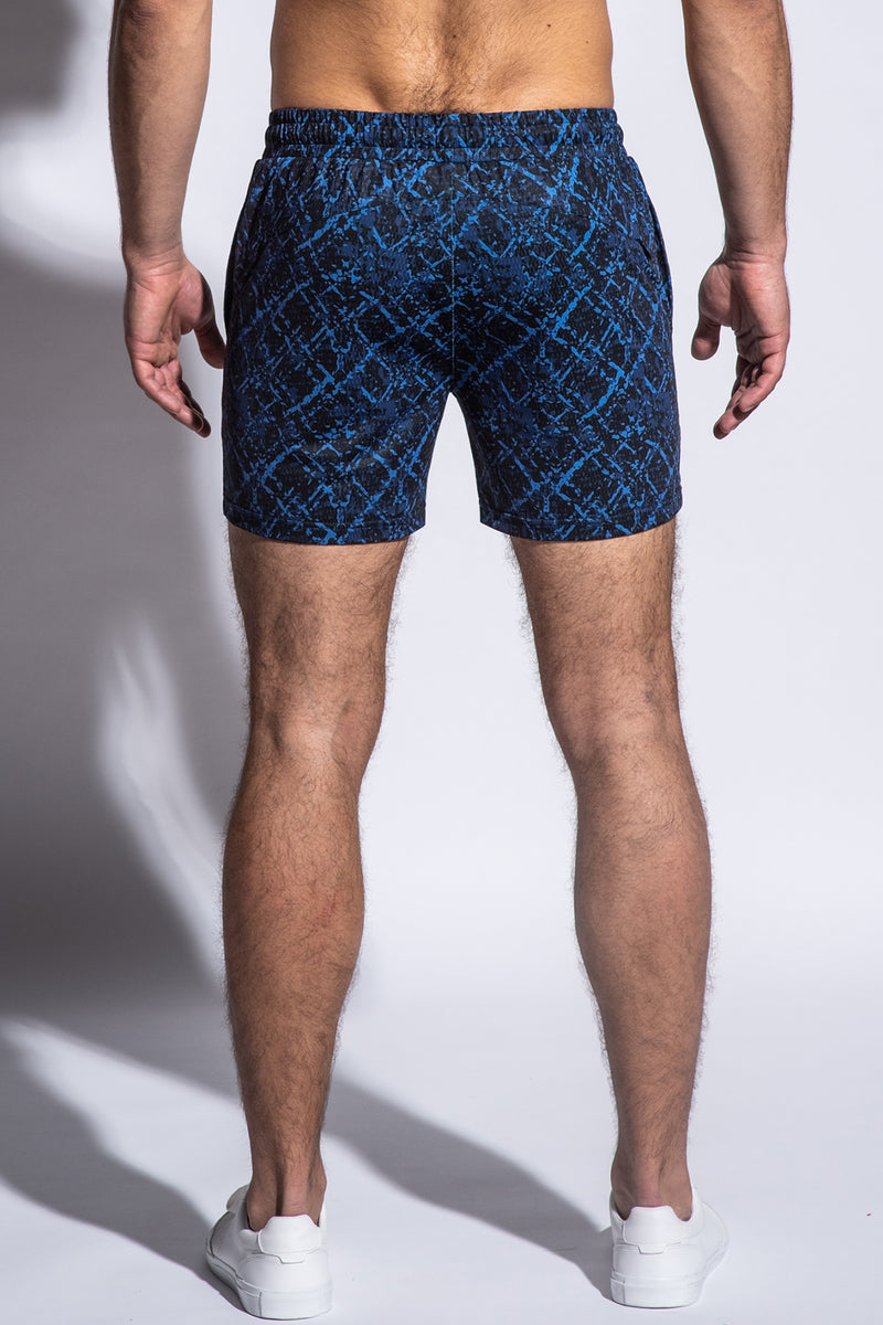 ROYAL-NAVY SPLATTER 6" STRETCH MESH PERFORMANCE SHORTS