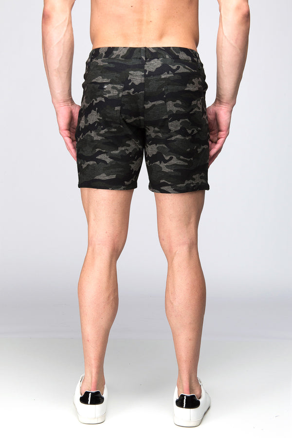 GREEN CAMO 5" STRETCH KNIT JEANS SHORTS ST-1932 Final Sale