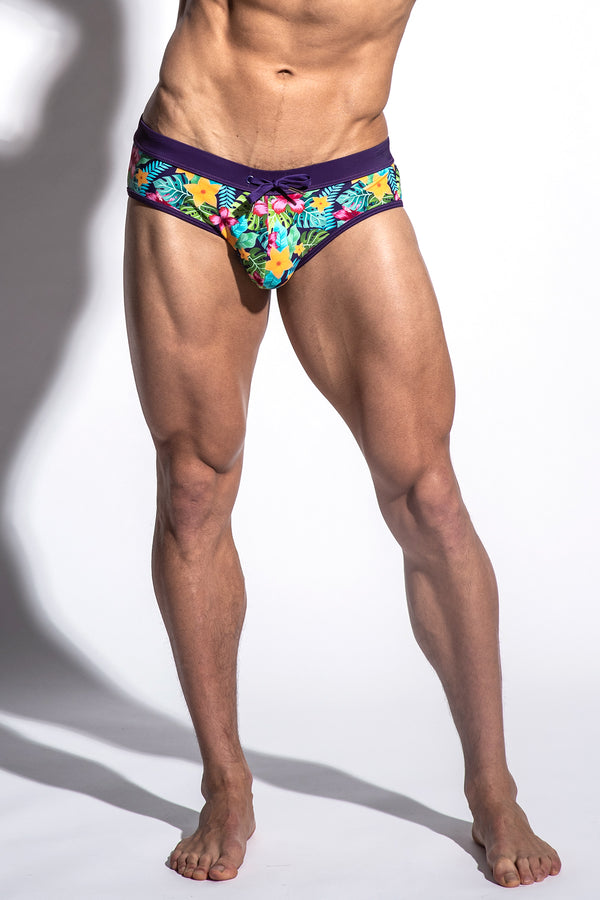 PURPLE/TEAL FREESTYLE SWIM BRIEF W/REMOVABLE CUP ST-8000- Final Sale