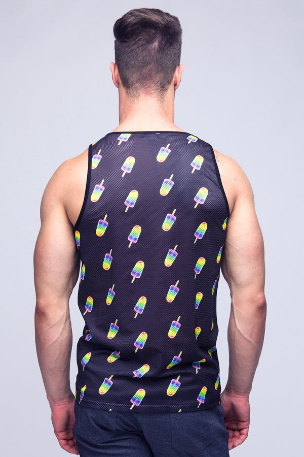 NAVY RAINBOW POPSICLES MESH STRETCH TANK TOP ST-120-Final Sale